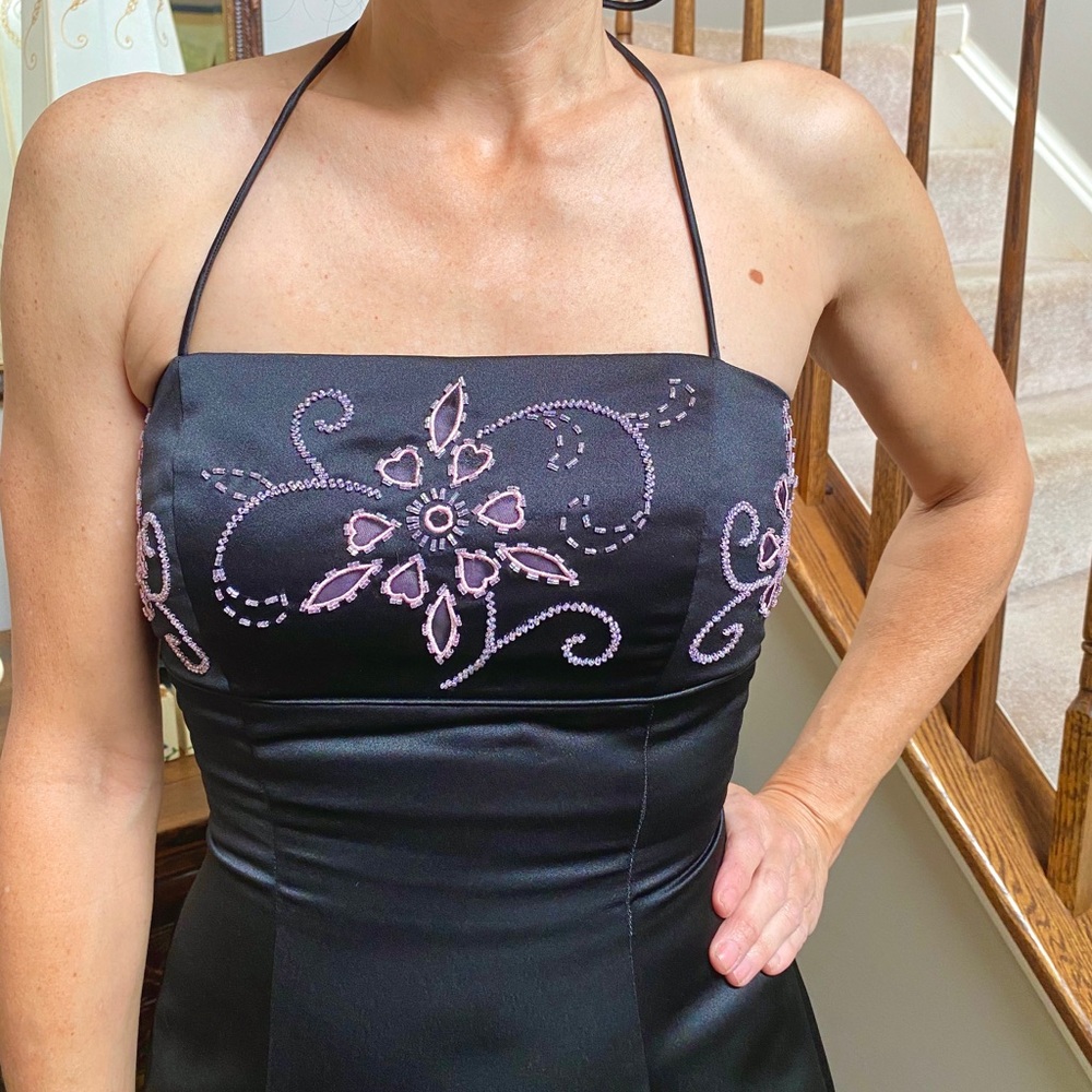 Black Lace Up Evening Gown - Picture 2 of 3
